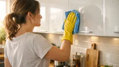 Puhdista keittiön kaapit kertyneestä liasta: kotitekoinen ratkaisu poistaa rasvan ja lian